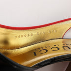 Gucci Slingback Leather Strap Pumps in Black x Red 740058, Size 37.5 EU