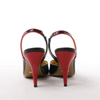 Gucci Slingback Leather Strap Pumps in Black x Red 740058, Size 37.5 EU