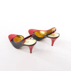 Gucci Slingback Leather Strap Pumps in Black x Red 740058, Size 37.5 EU