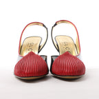 Gucci Slingback Leather Strap Pumps in Black x Red 740058, Size 37.5 EU
