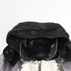 Gucci Litriang Leather Biker Jacket in Metallic Gray x White x Black, 48 IT