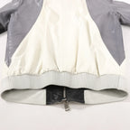 Gucci Litriang Leather Biker Jacket in Metallic Gray x White x Black, 48 IT