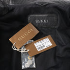Gucci Litriang Leather Biker Jacket in Metallic Gray x White x Black, 48 IT