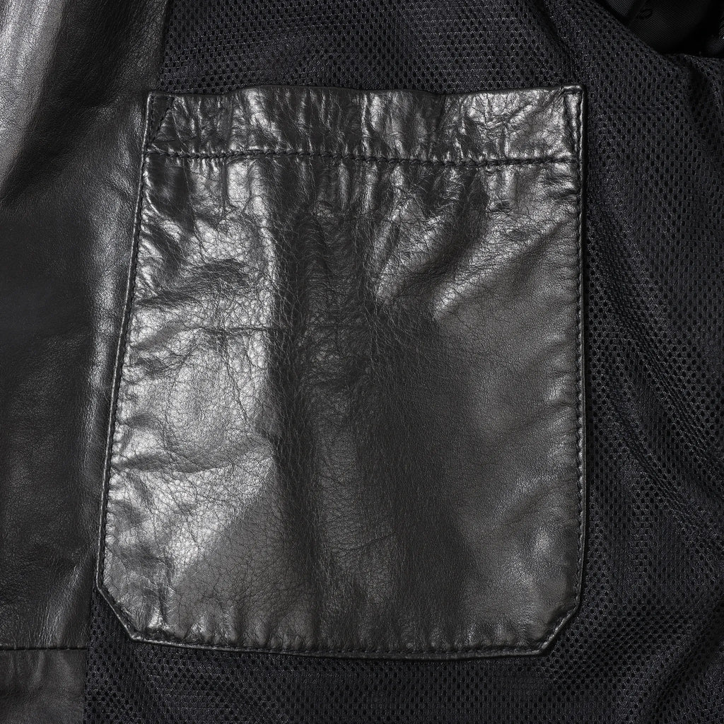 Gucci Litriang Leather Biker Jacket in Metallic Gray x White x Black, 48 IT