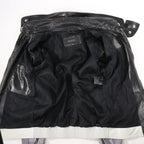 Gucci Litriang Leather Biker Jacket in Metallic Gray x White x Black, 48 IT