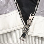 Gucci Litriang Leather Biker Jacket in Metallic Gray x White x Black, 48 IT