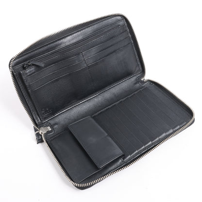 Grand portefeuille zippé Gucci Microguccissima noir