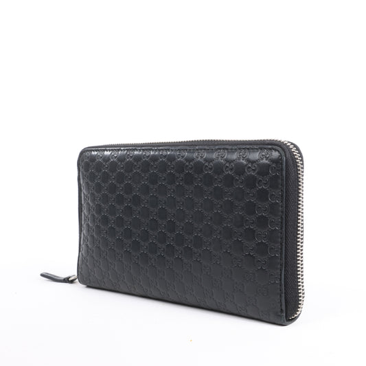 Gucci Microguccissima Large Zip Around Organizer Wallet in Black