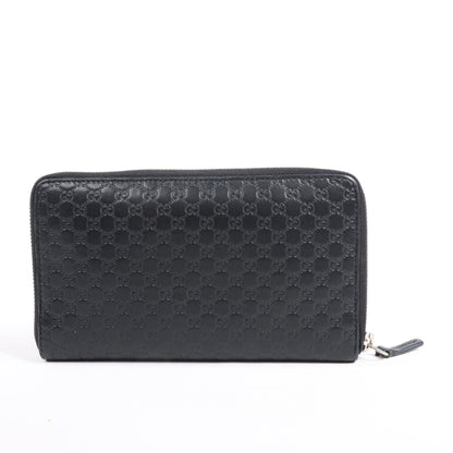 Grand portefeuille zippé Gucci Microguccissima noir