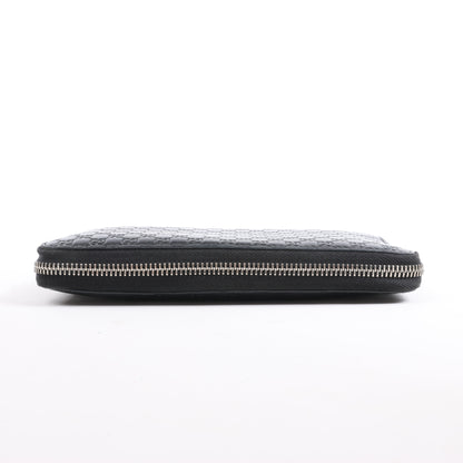 Grand portefeuille zippé Gucci Microguccissima noir