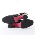 Gucci Caspar Patent Leather Strap Pumps in Black×Gold 492050, Size EU 38.5