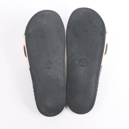 Gucci Pursuit Slides Sandals, Beige/Black/Red, Size 46