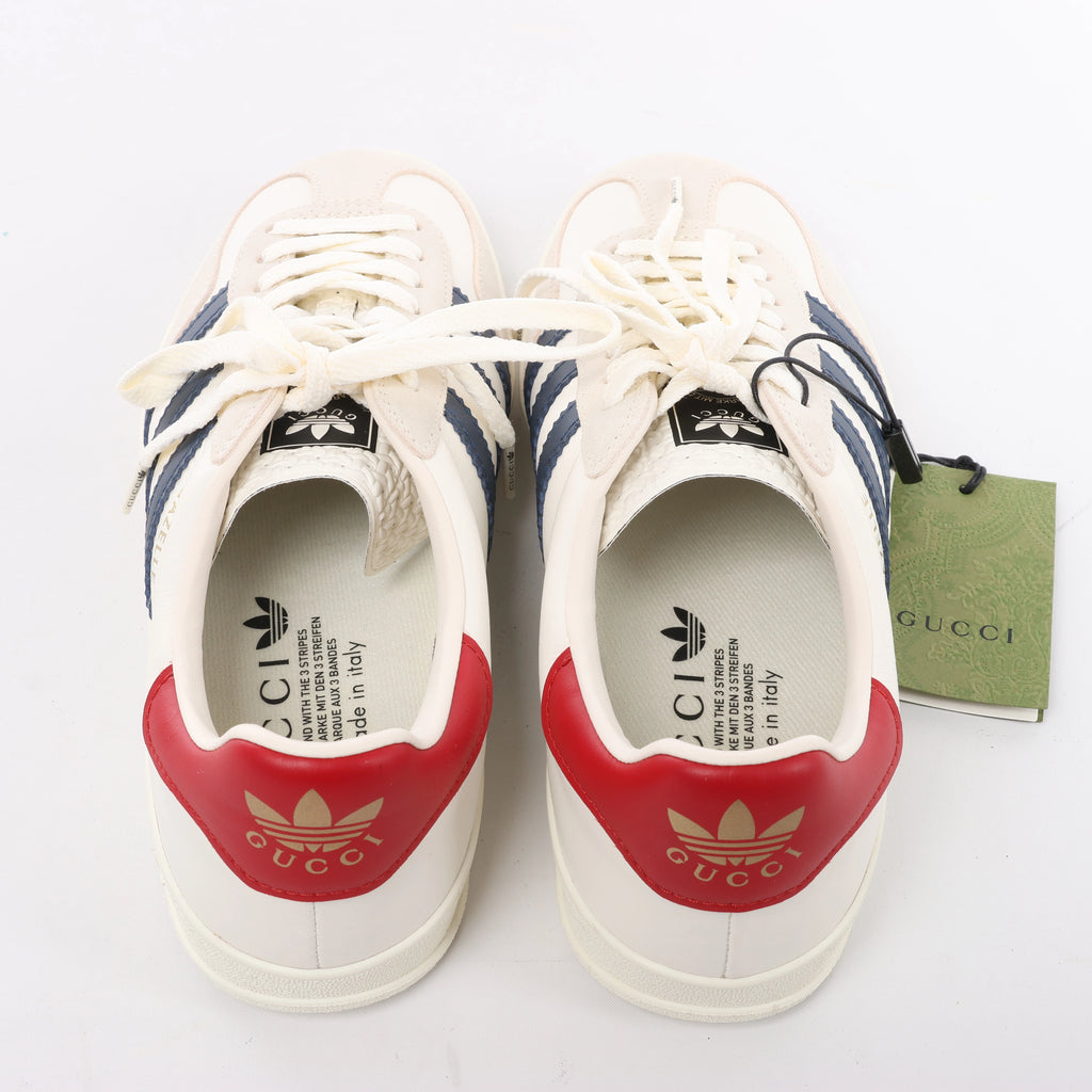 Gucci x Adidas Gazelle Leather Sneakers in White HQ8849, Size EU 40