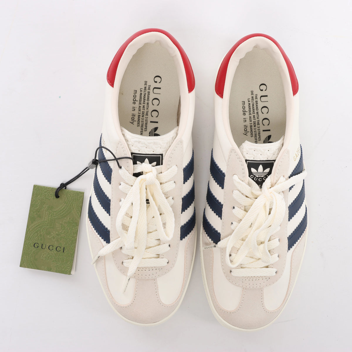 Gucci x Adidas Gazelle Leather Sneakers in White HQ8849, Size EU 40