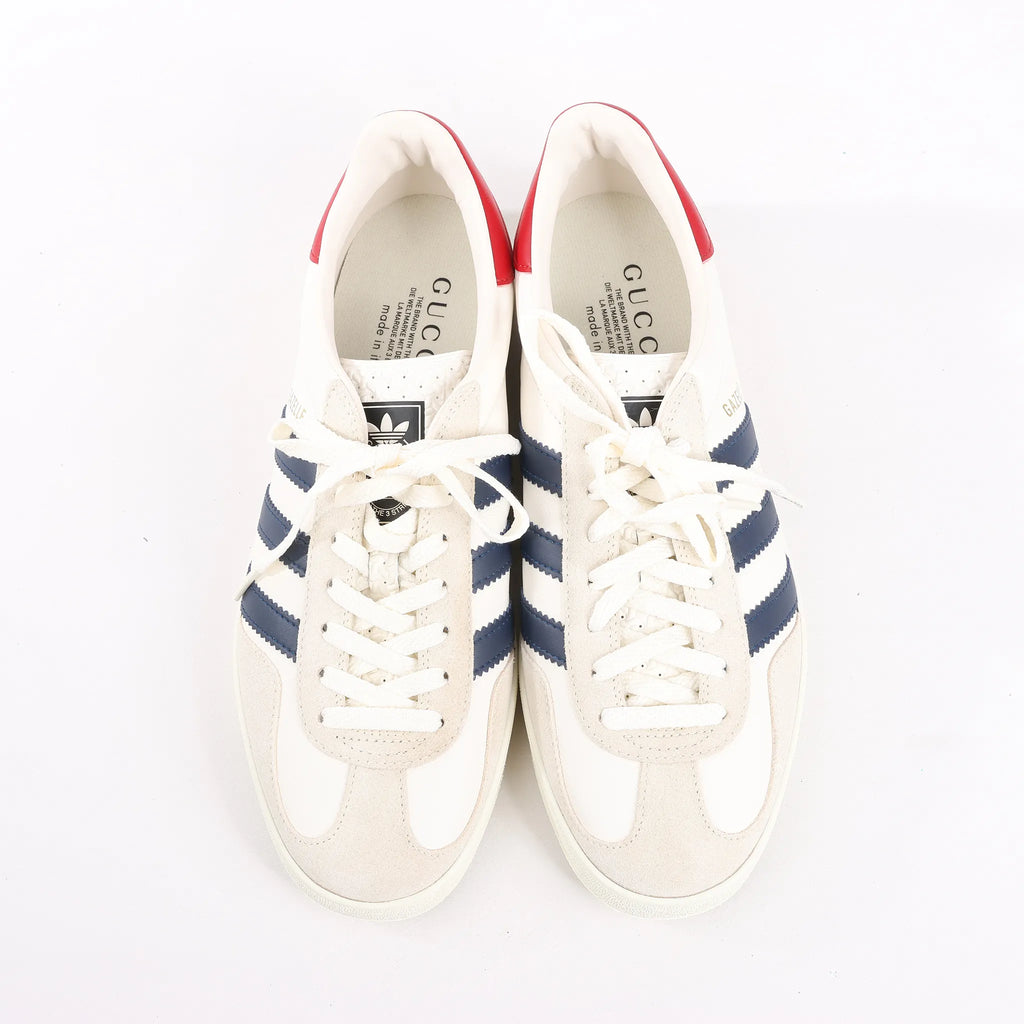 Gucci x Adidas Gazelle Leather Sneakers in White HQ8849, Size 43 EU