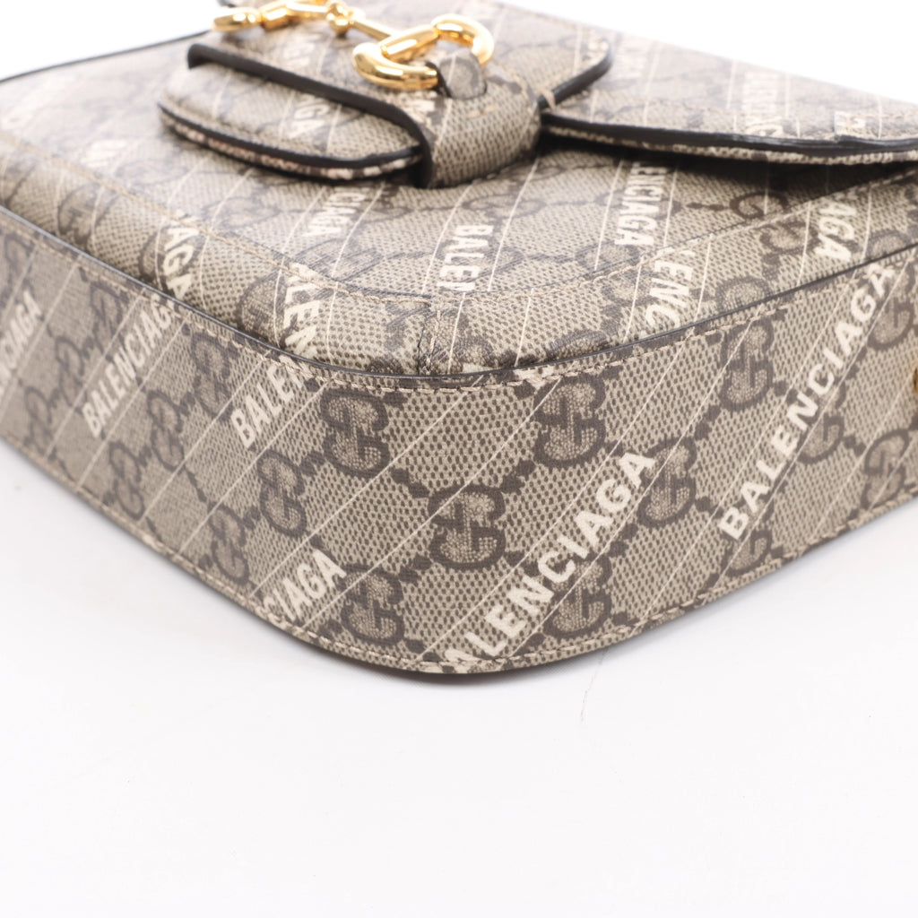 Gucci x Balenciaga Horsebit 1955 PVC 2Way Crossbody Bag in Beige 658574