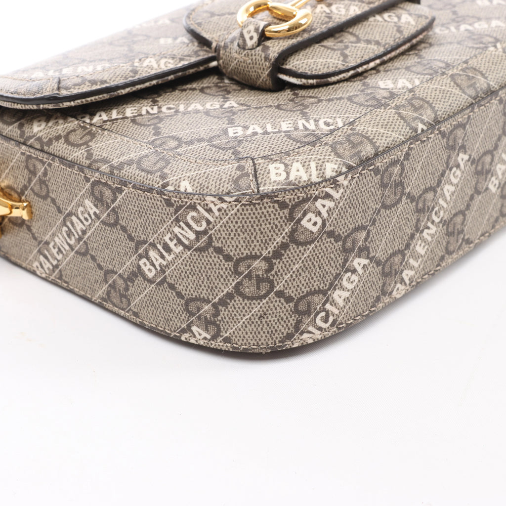 Gucci x Balenciaga Horsebit 1955 PVC 2Way Crossbody Bag in Beige 658574