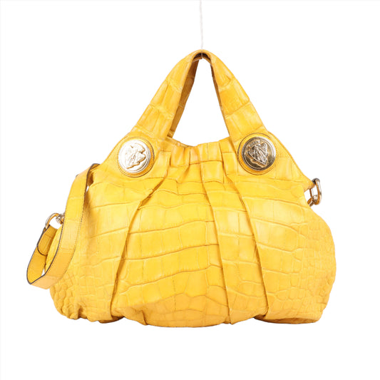 Gucci Exotic leathers - Alligator Hysteria Top 2way Handbag in Yellow