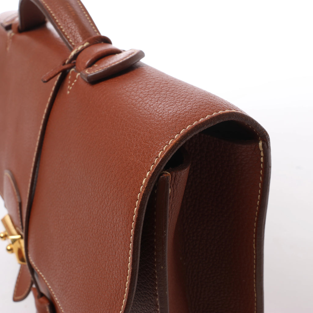 HERMES Sac à Dépêches 38 Briefcase Handbag in Brown