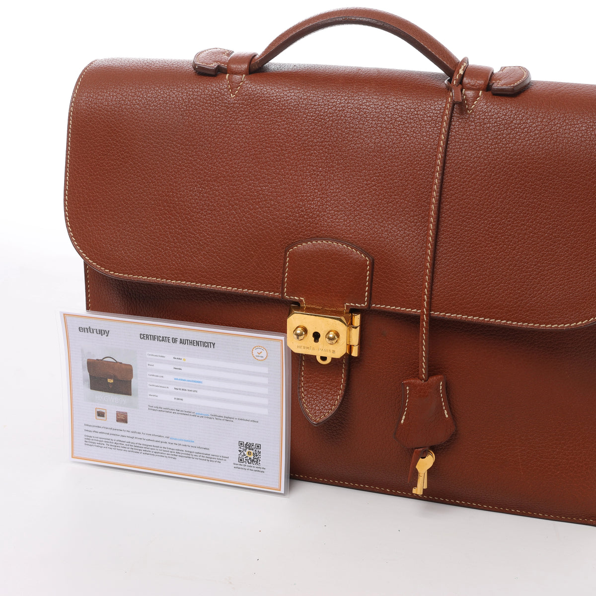 HERMES Sac à Dépêches 38 Briefcase Handbag in Brown