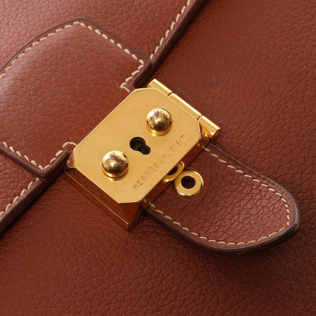 HERMES Sac à Dépêches 38 Briefcase Handbag in Brown