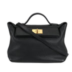 HERMES 24/24 29 Togo Leather Handbag in Black and Gold Metal Fittings D: 2019