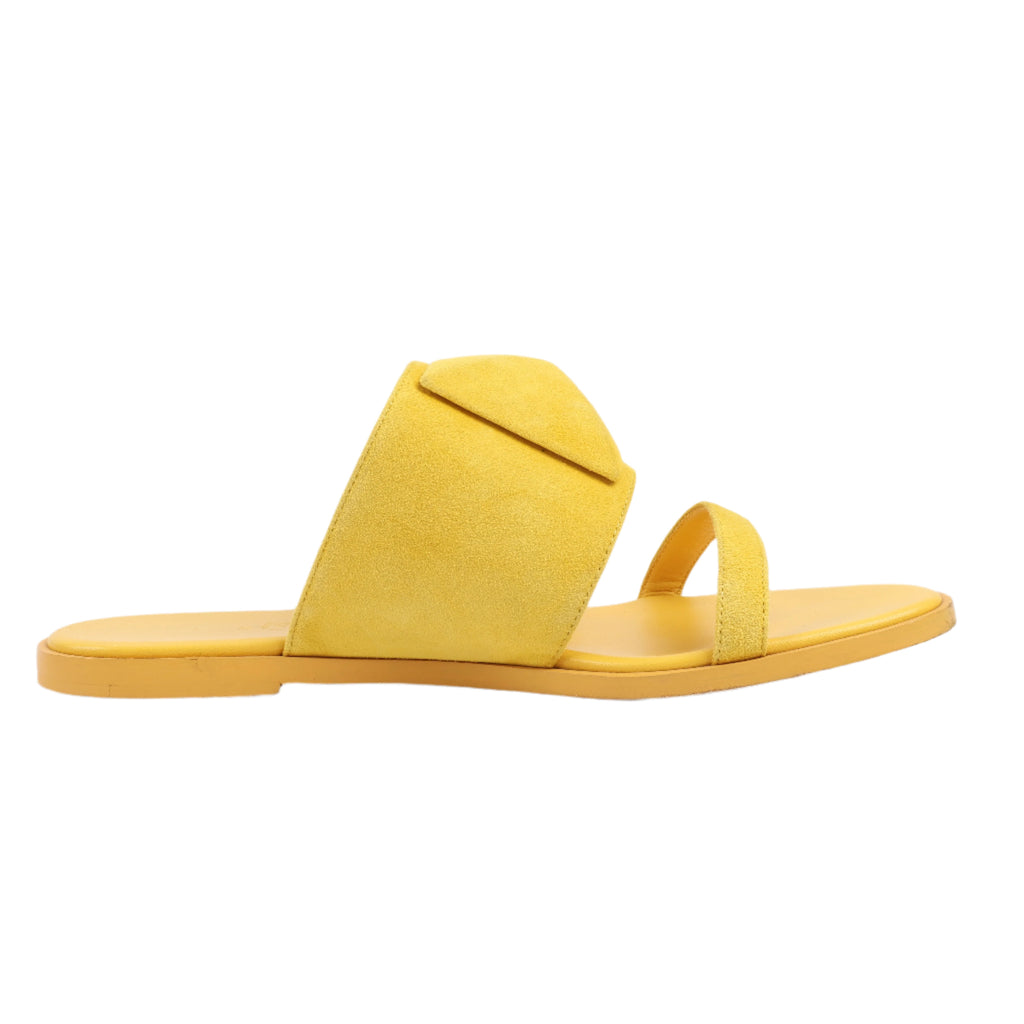 HERMES Kaia Suede Sandals in Yellow Gold, Size 36.5 EU