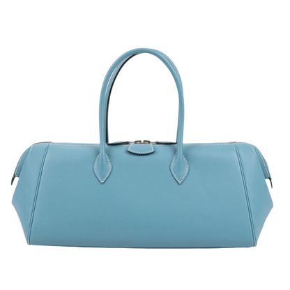 HERMES Paris Bombay 35 Veau Epsom Blue Jean Silver Metal Fittings Handbag □K: 2007