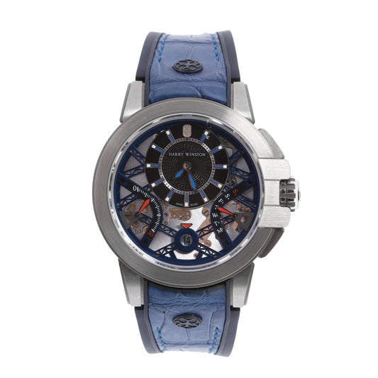 Montre Harry Winston Project Z10 OCEABI42ZZ001 en cuir de crocodile x Zalium AT, cadran squelette 42 mm