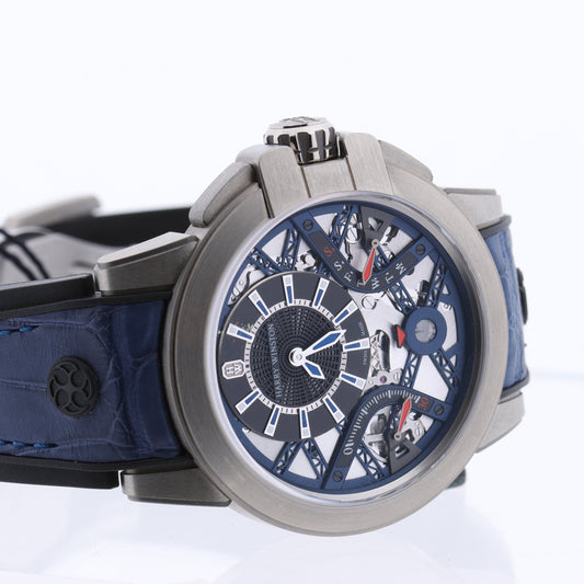 Montre Harry Winston Project Z10 OCEABI42ZZ001 en cuir de crocodile x Zalium AT, cadran squelette 42 mm
