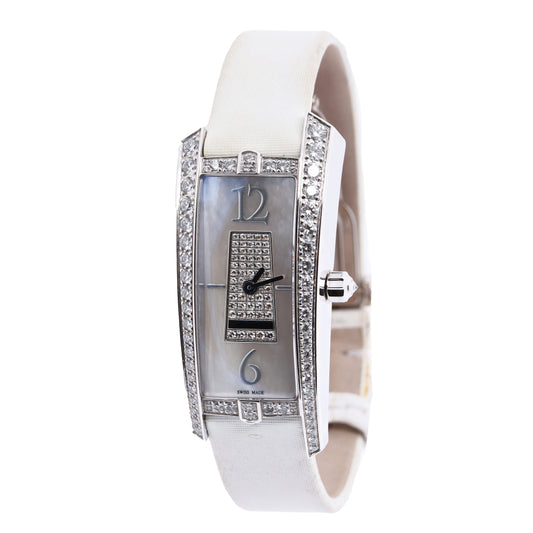 Montre Harry Winston Avenue Traffic AVTQHM21WW002 en cuir de crocodile x WG QZ avec cadran en nacre