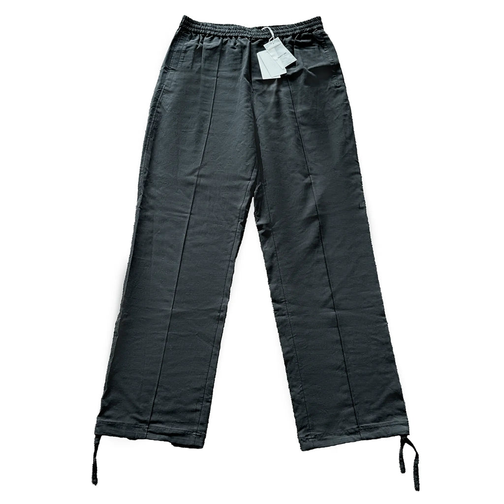 Helmut Lang Cotton x Linen Wide Leg Pants in Black, Size L