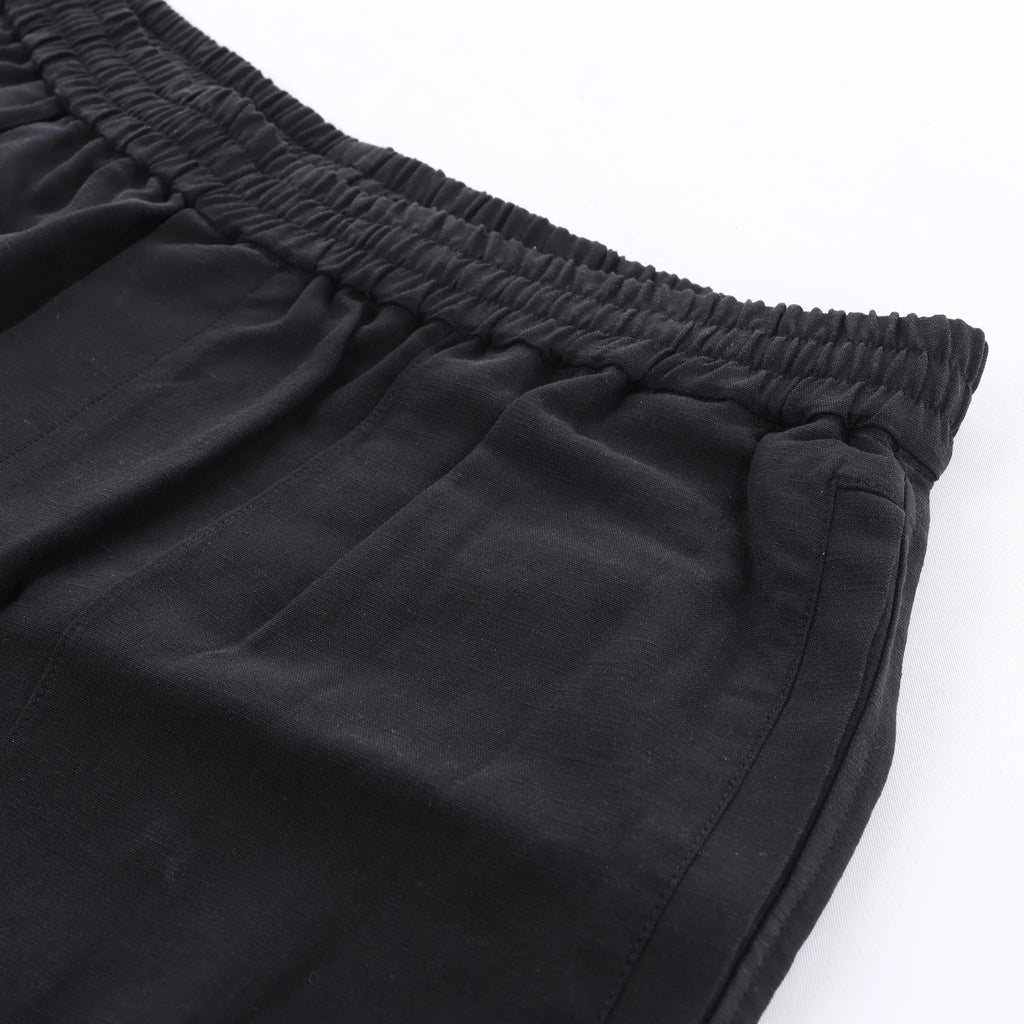 Helmut Lang Cotton x Linen Wide Leg Pants in Black, Size L