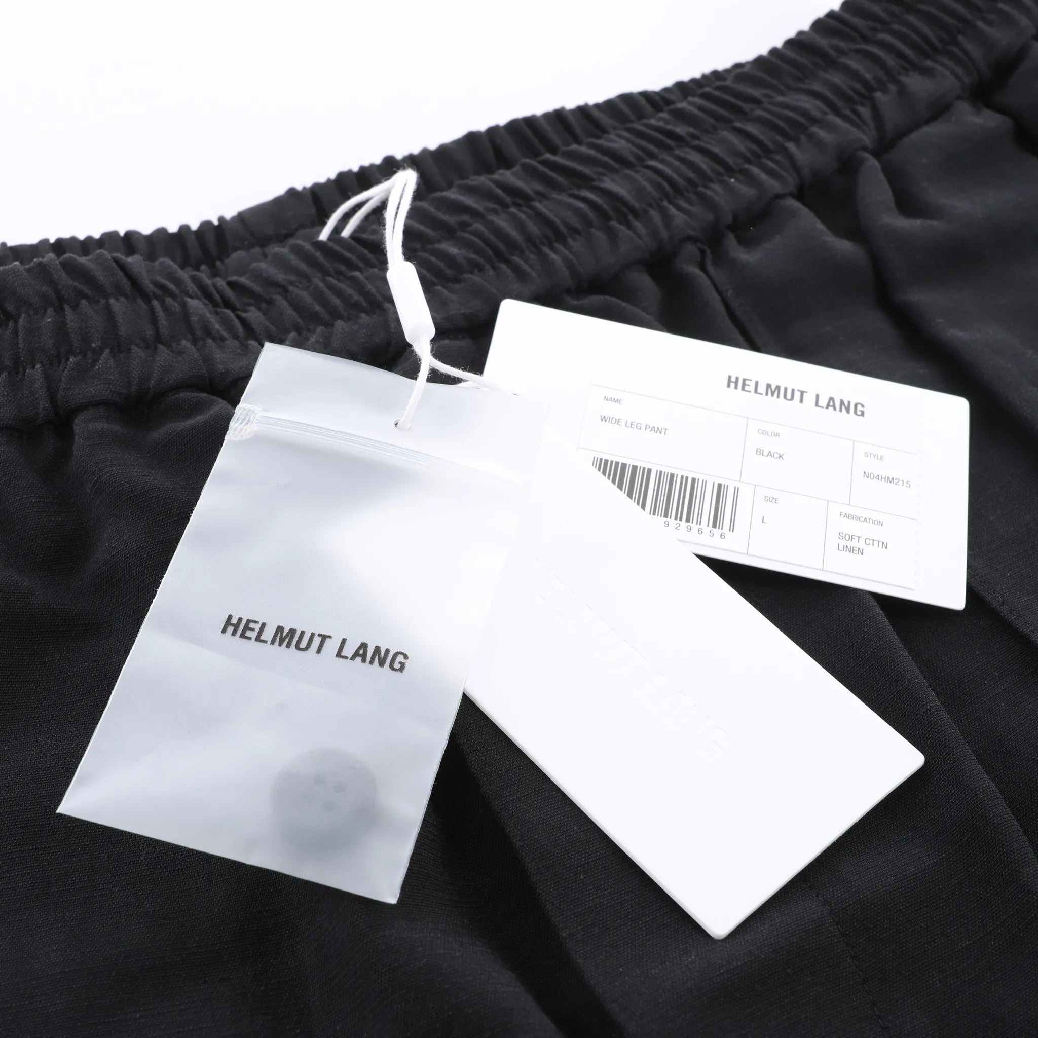 Helmut Lang Cotton x Linen Wide Leg Pants in Black, Size L