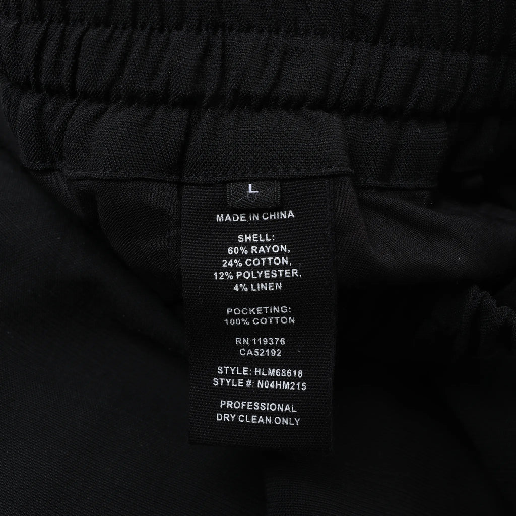 Helmut Lang Cotton x Linen Wide Leg Pants in Black, Size L