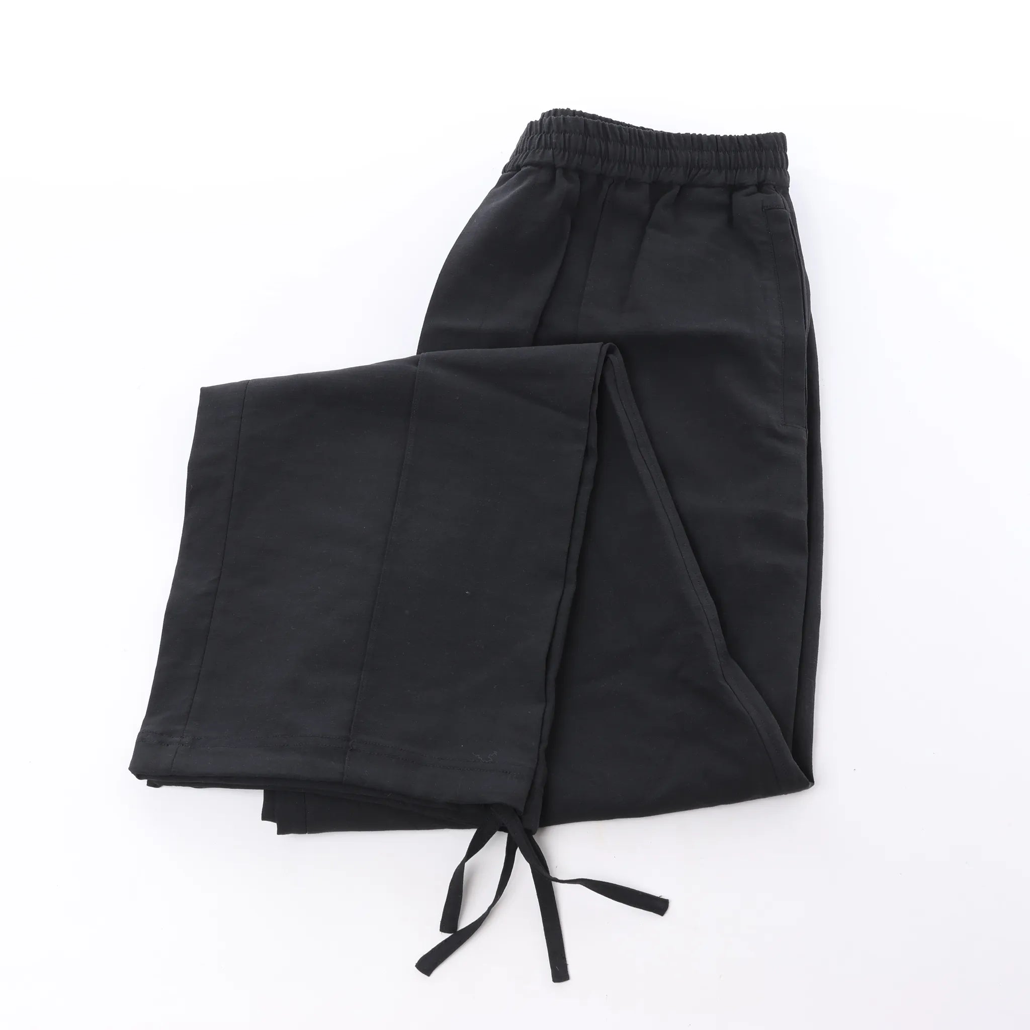 Helmut Lang Cotton x Linen Wide Leg Pants in Black, Size L