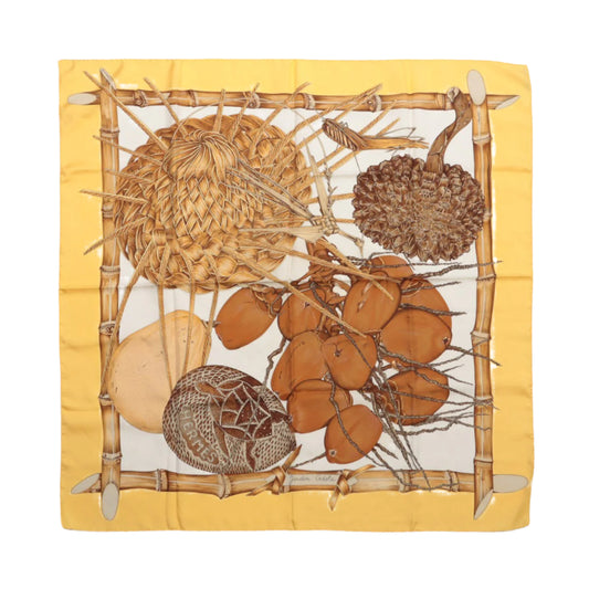 Carré Hermès Carré 90 « Jardin Créole » 100 % soie jaune