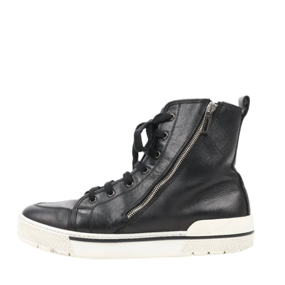 Hermès Leather High-Top Side Zip Sneakers in Black, Size 42 EU 182355ZH