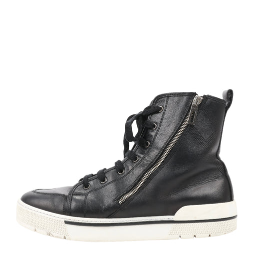 Hermès Leather High-Top Side Zip Sneakers in Black, Size 42 EU 182355ZH