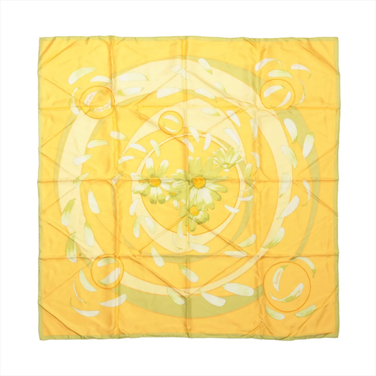 Hermès Carré 90 "Au gre du vent" Silk handkerchief in Yellow