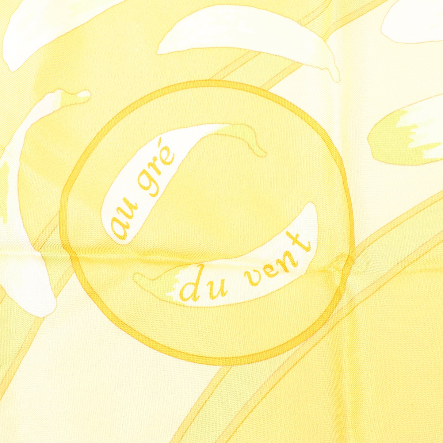 Hermès Carré 90 "Au gre du vent" Silk handkerchief in Yellow