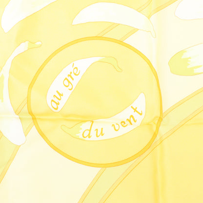 Hermès Carré 90 "Au gre du vent" Silk handkerchief in Yellow