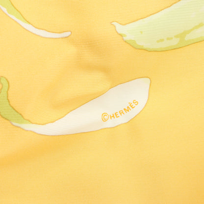 Hermès Carré 90 "Au gre du vent" Silk handkerchief in Yellow
