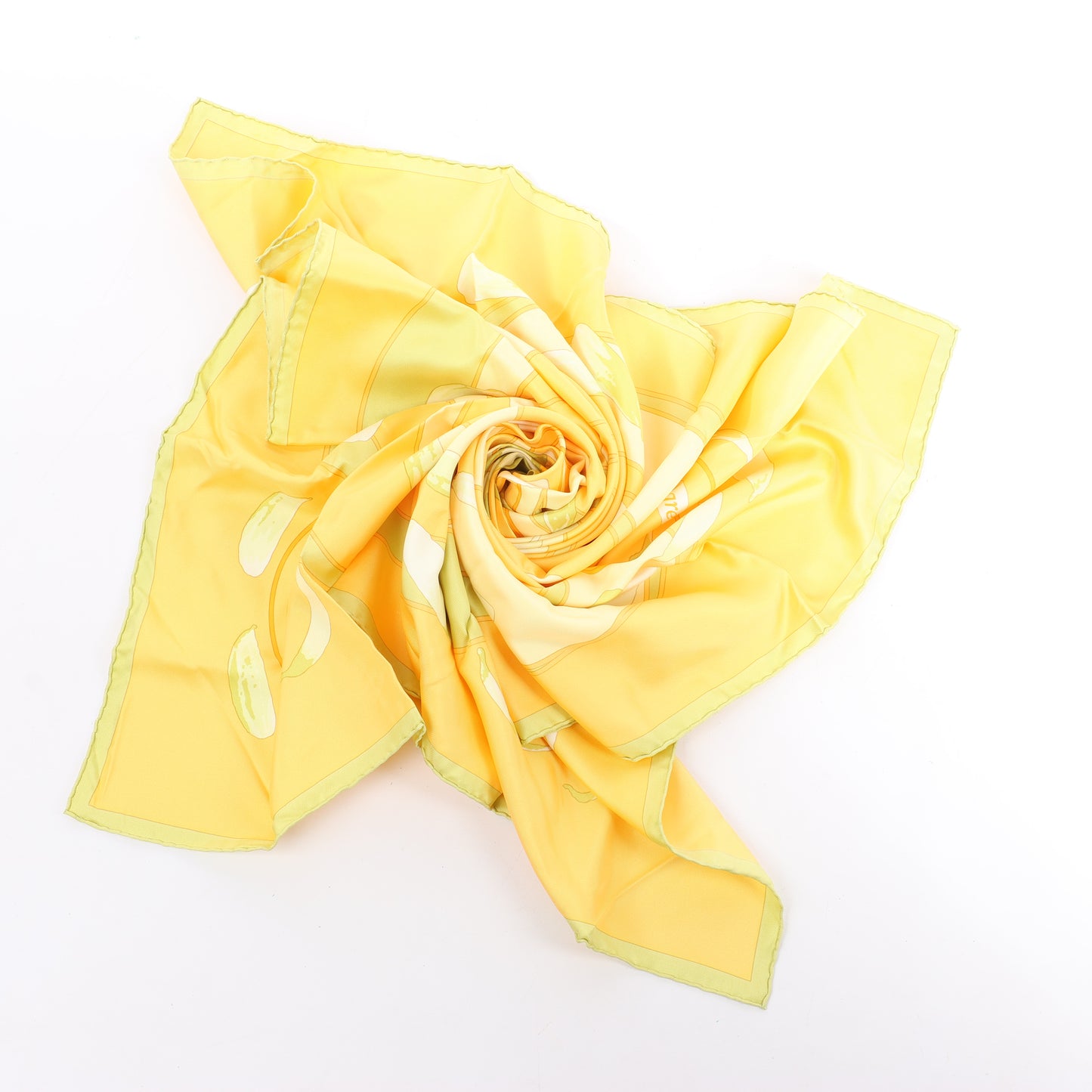 Hermès Carré 90 "Au gre du vent" Silk handkerchief in Yellow