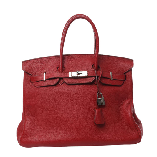 HERMES Birkin 35 Taurillon Clémence Rouge Garance Garnitures en métal argenté □M: 2009