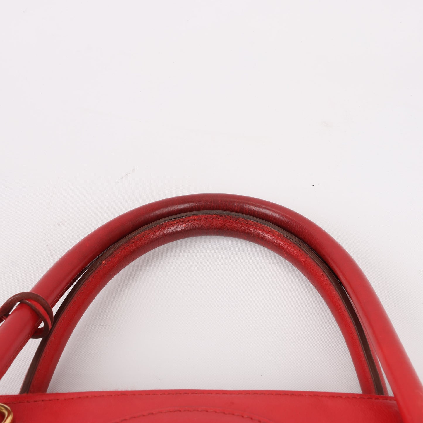 HERMES Bolide 35 Box Leather in Rouge Vif Gold Metal Fittings ○W:1993