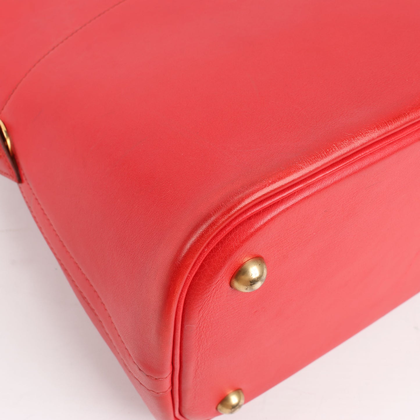 HERMES Bolide 35 Box Leather in Rouge Vif Gold Metal Fittings ○W:1993