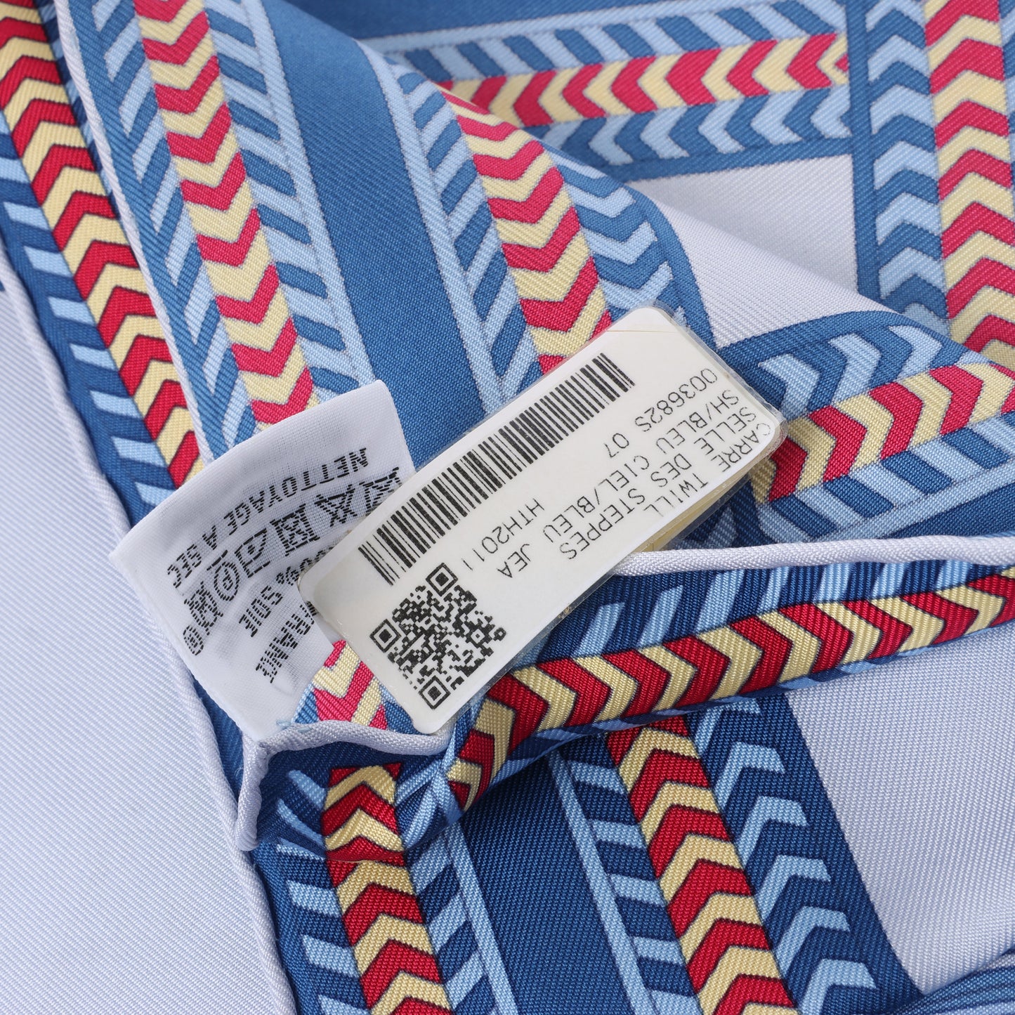 Hermès Carré 90 "Selle des Steppes" 100% Silk Scarf in Blue