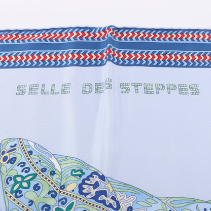 Hermès Carré 90 "Selle des Steppes" 100% Silk Scarf in Blue
