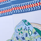 Hermès Carré 90 "Selle des Steppes" 100% Silk Scarf in Blue
